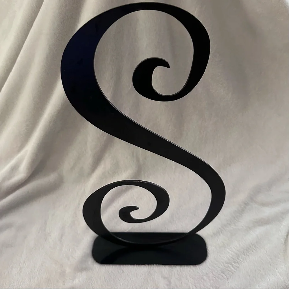 Metal Letter S Swirl Black Sculpture Decor - Picture 13 of 14